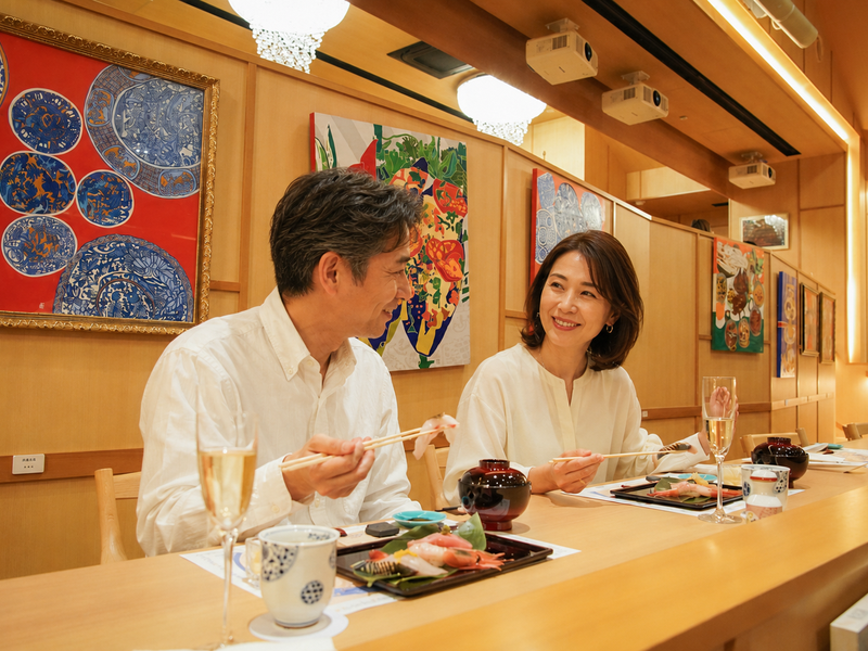 淡路島 青の舎で結婚記念日を祝う夫婦